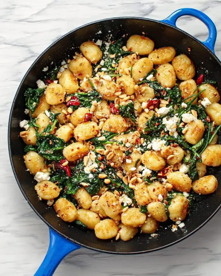 Pan Fried Gnocchi with Feta, Cherry Tomatoes, and Toasted Pine Nuts Recipe