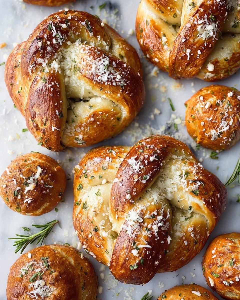 Mozzarella Stuffed Rosemary and Parmesan Soft Pretzels Recipe