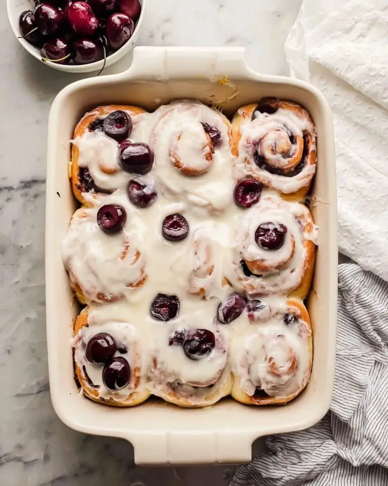 Cherry Cinnamon Rolls with Creamy Icing Recipe