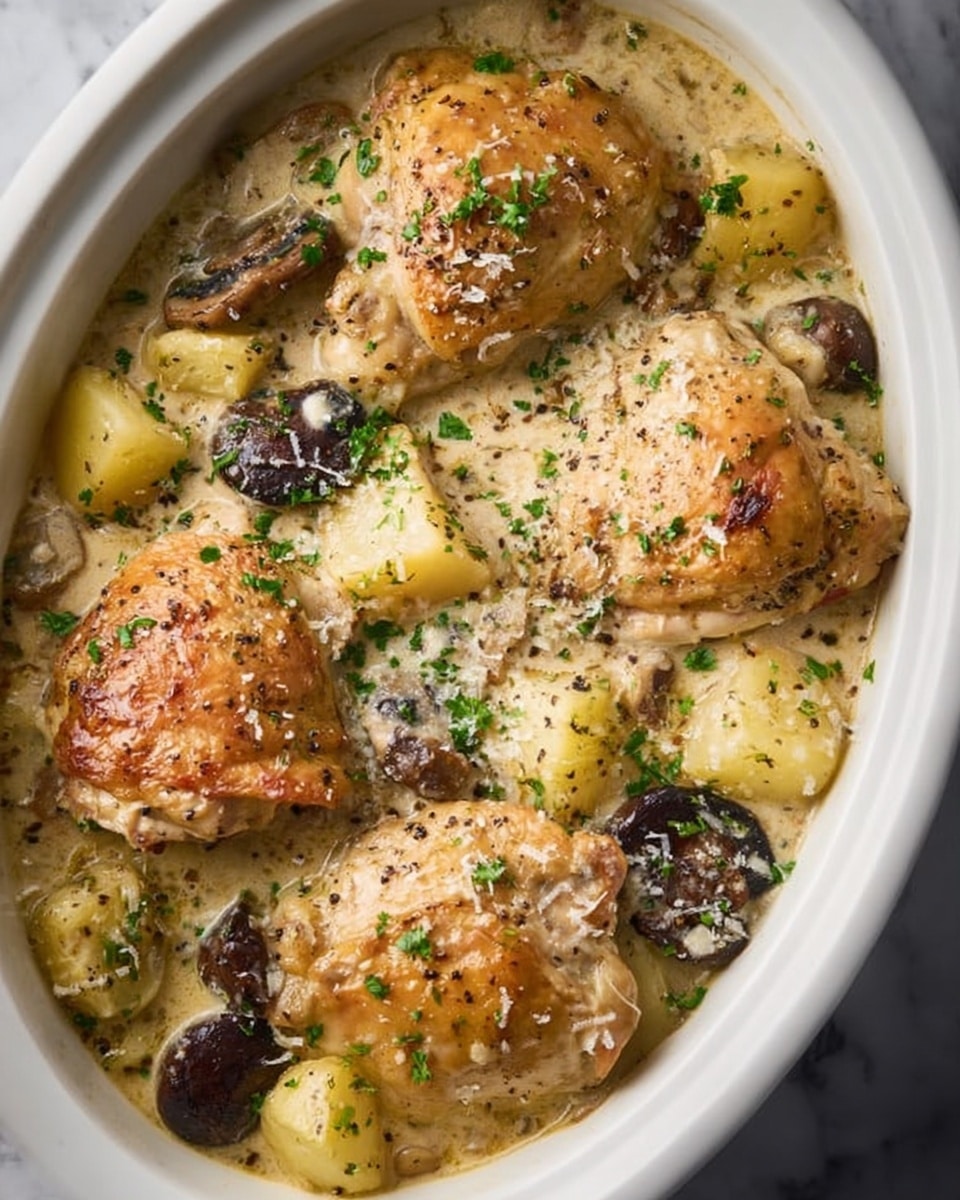 Slow Cooker Garlic Parmesan Chicken with Potatoes and Mushrooms Recipe