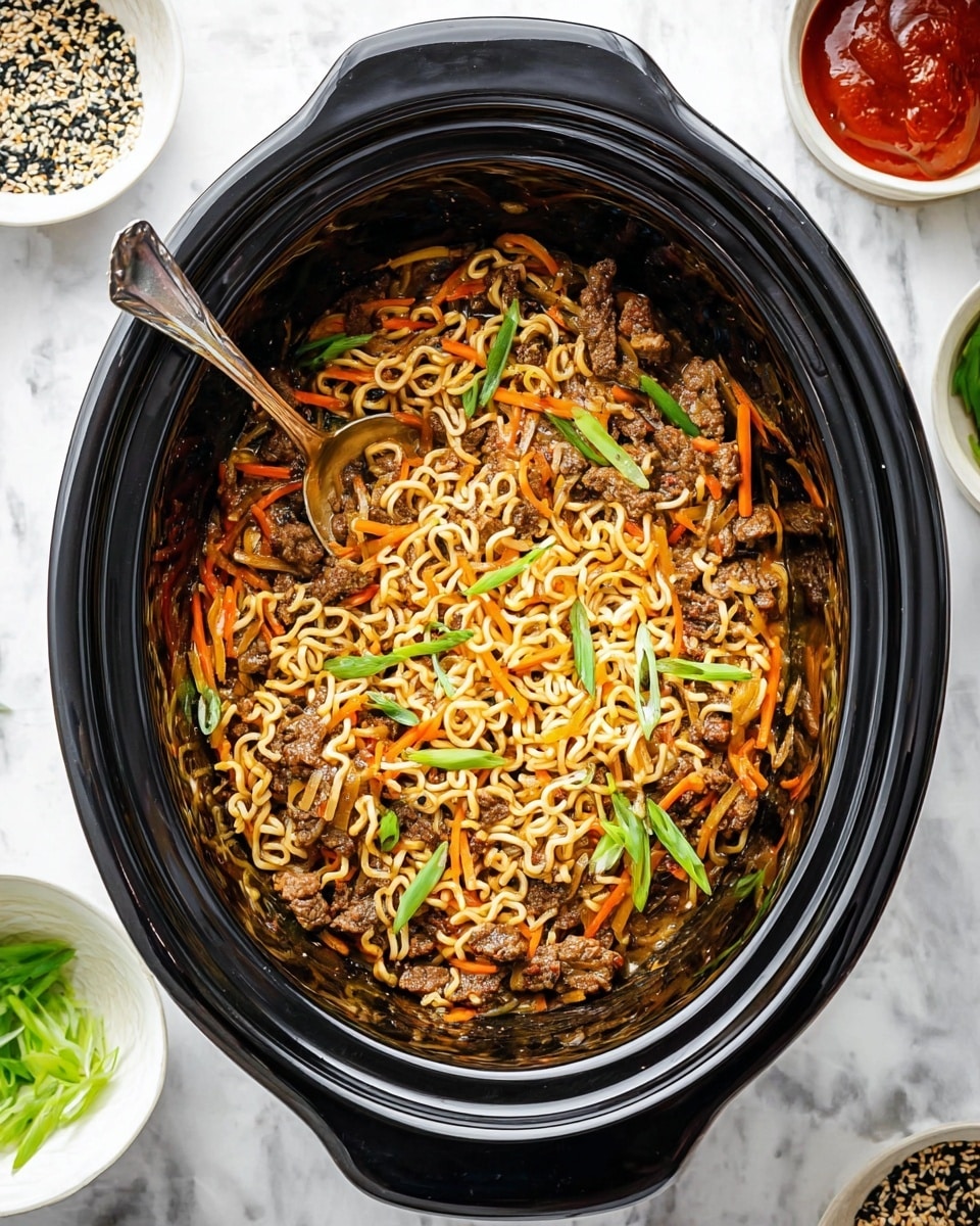 Slow Cooker Ramen Noodles with Ground Beef and Veggies Recipe