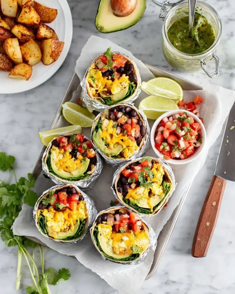 Breakfast Burrito with Roasted Potatoes, Scrambled Eggs, and Fresh Veggies Recipe