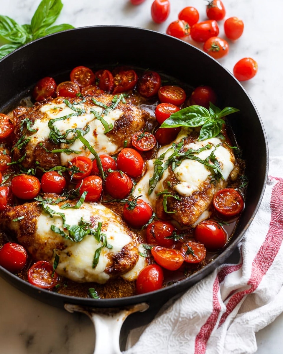 Balsamic Glazed One Pan Chicken with Cherry Tomatoes and Fresh Mozzarella Recipe