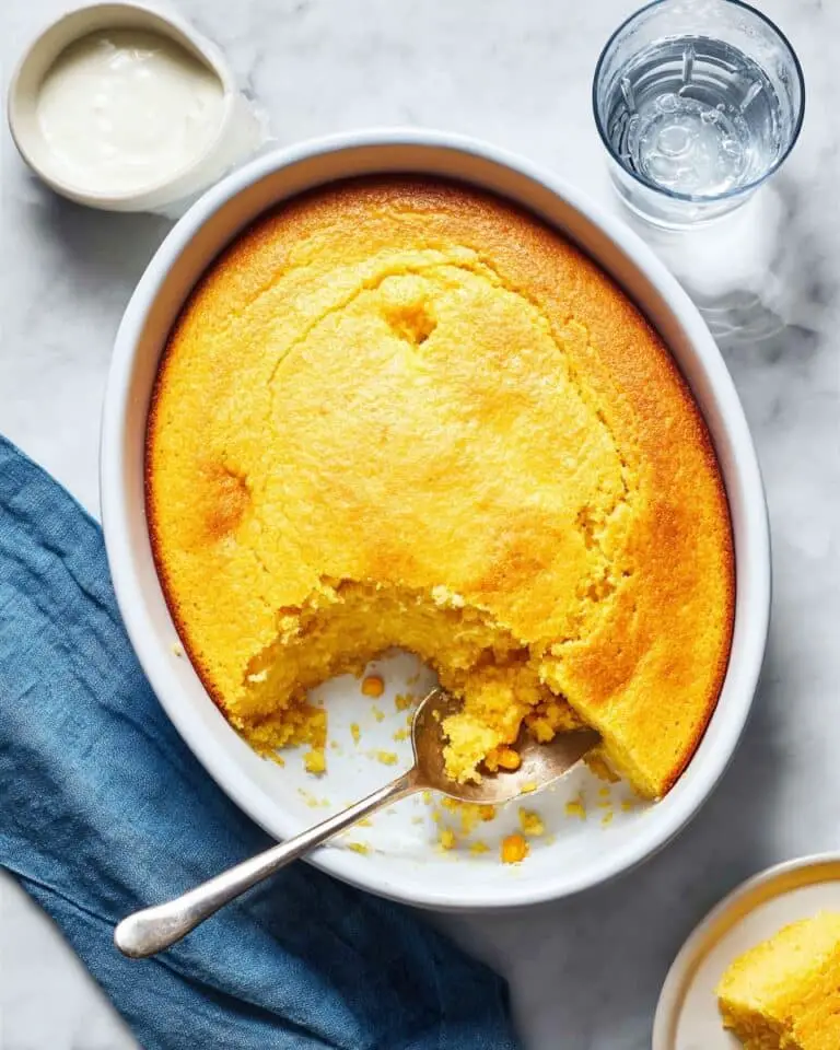 Spoon Bread with Creamed Corn, Sour Cream, and Honey Recipe