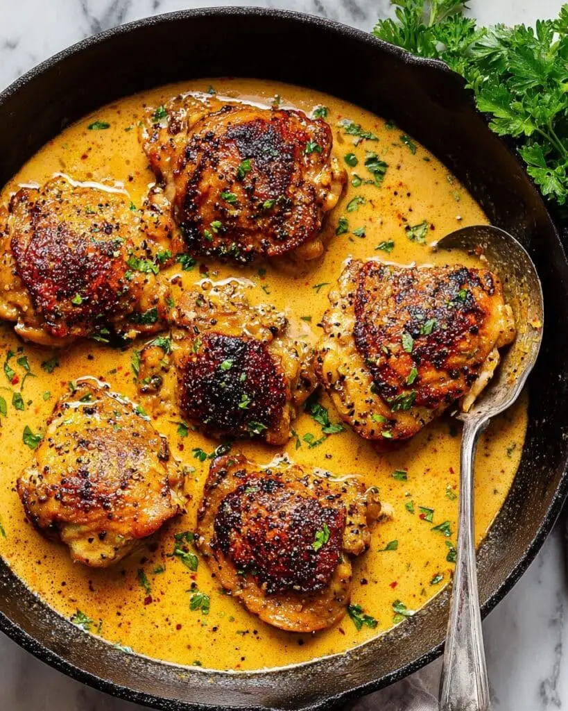 Skillet Chicken Thighs with Lemon Cream Sauce Recipe