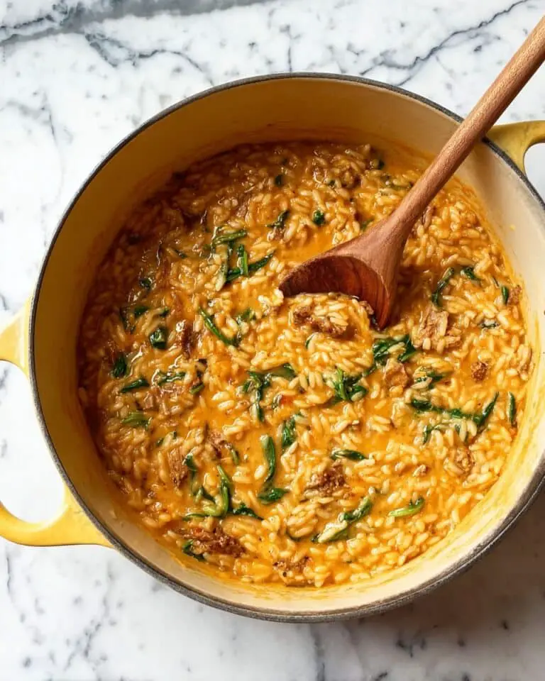 Ground Beef Orzo with Tomato Cream Sauce Recipe