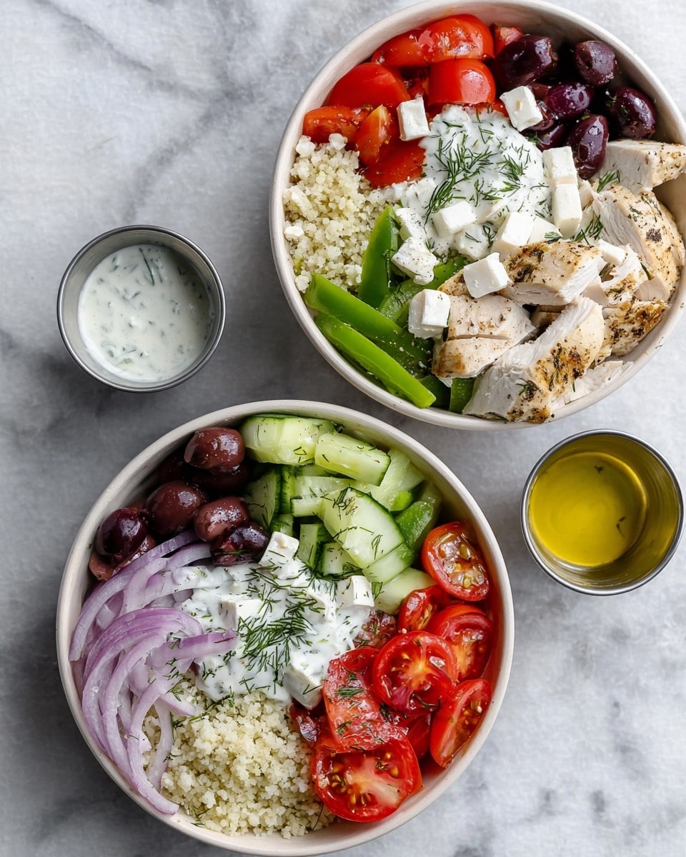 Greek Salad Bowl with Chicken and Cauliflower Rice Recipe