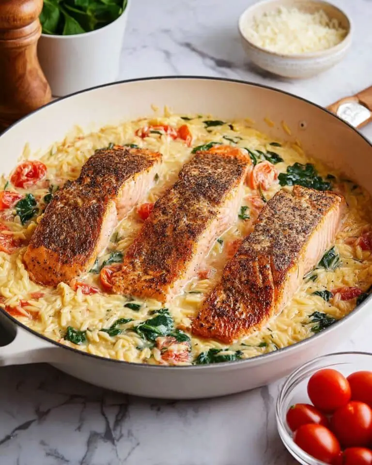 Creamy Salmon Orzo with Boursin and Cherry Tomatoes Recipe