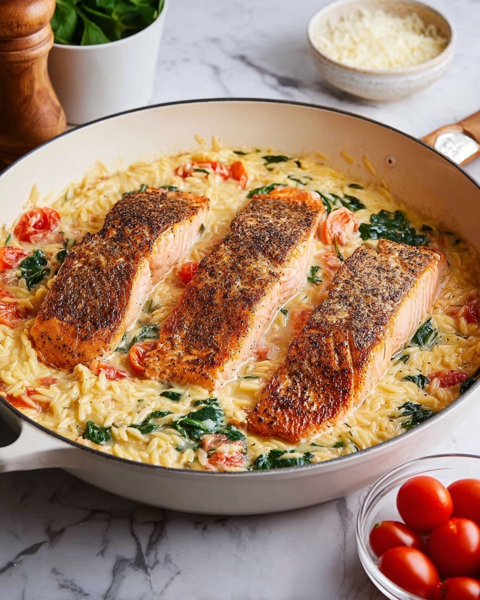 Creamy Salmon Orzo with Boursin and Cherry Tomatoes Recipe