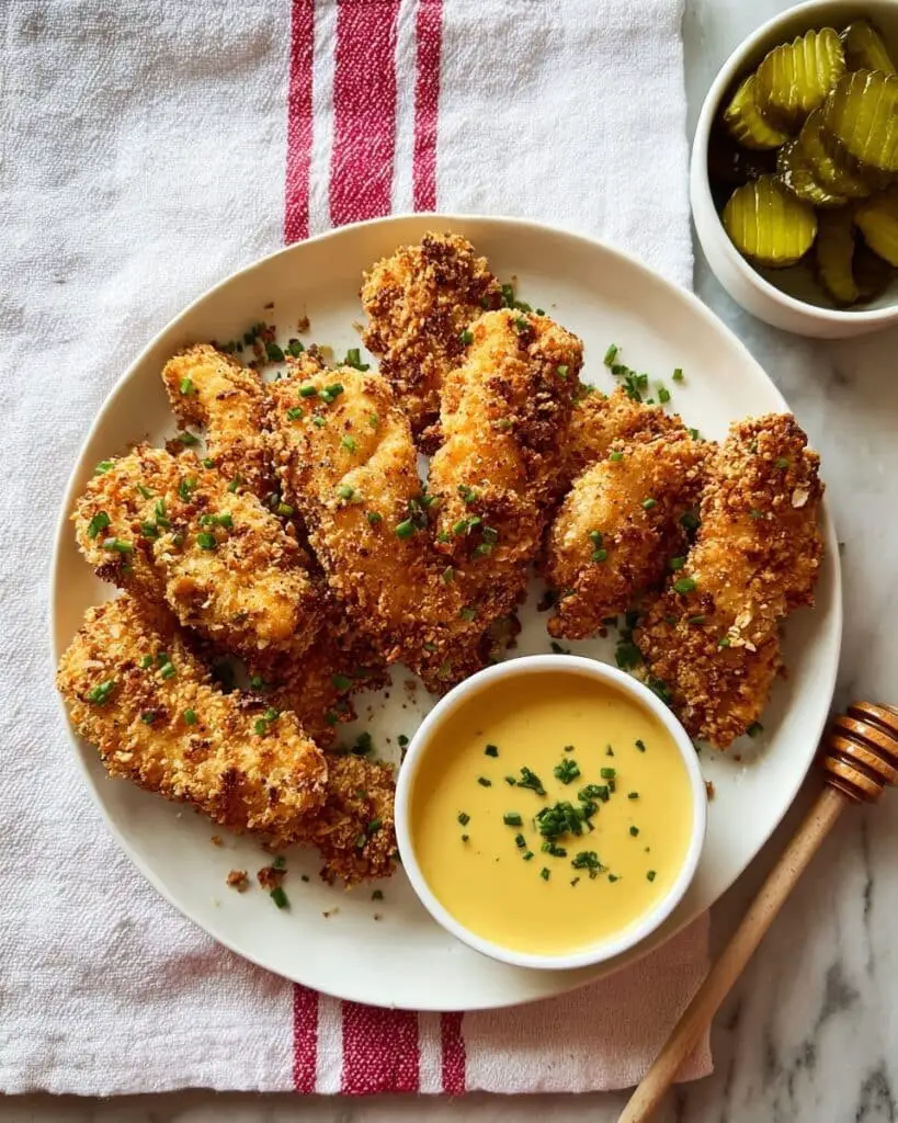 Crispy Baked Chicken Tenders with Honey Mustard Dipping Sauce Recipe