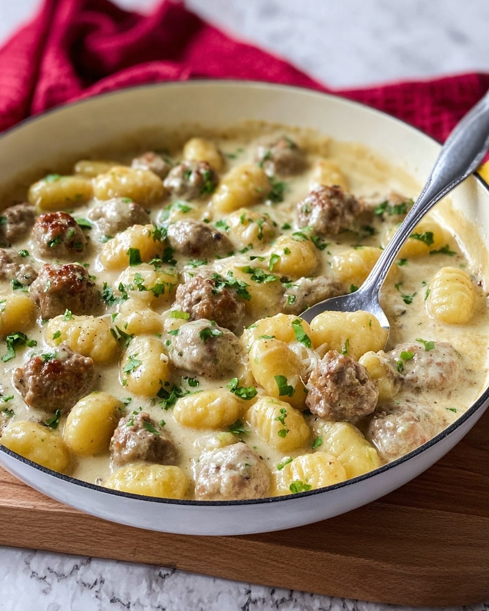 One Pot Creamy Meatballs and Gnocchi Recipe