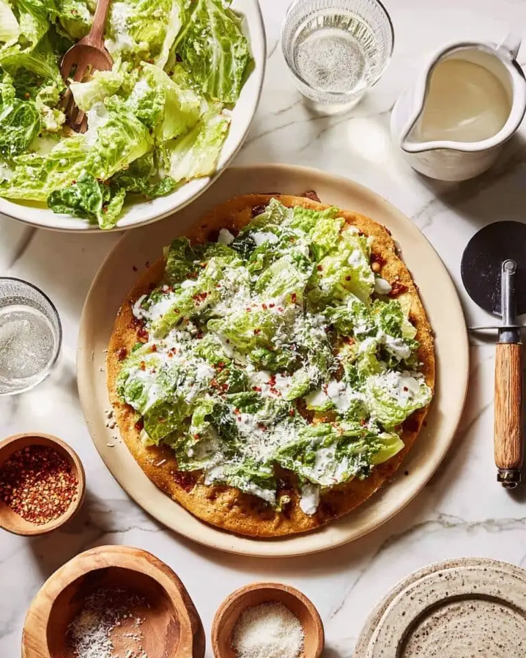Viral Chicken Crust Caesar Salad Pizza Recipe