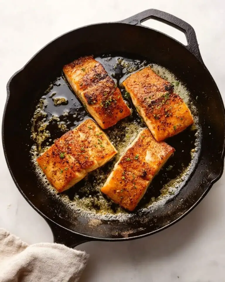 Garlic Butter Pan-Seared Halibut Recipe