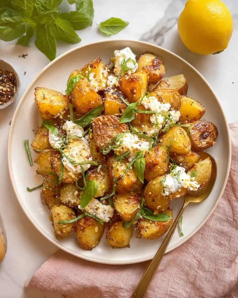Baked Feta Potatoes with Roasted Garlic, Lemon, and Basil Recipe
