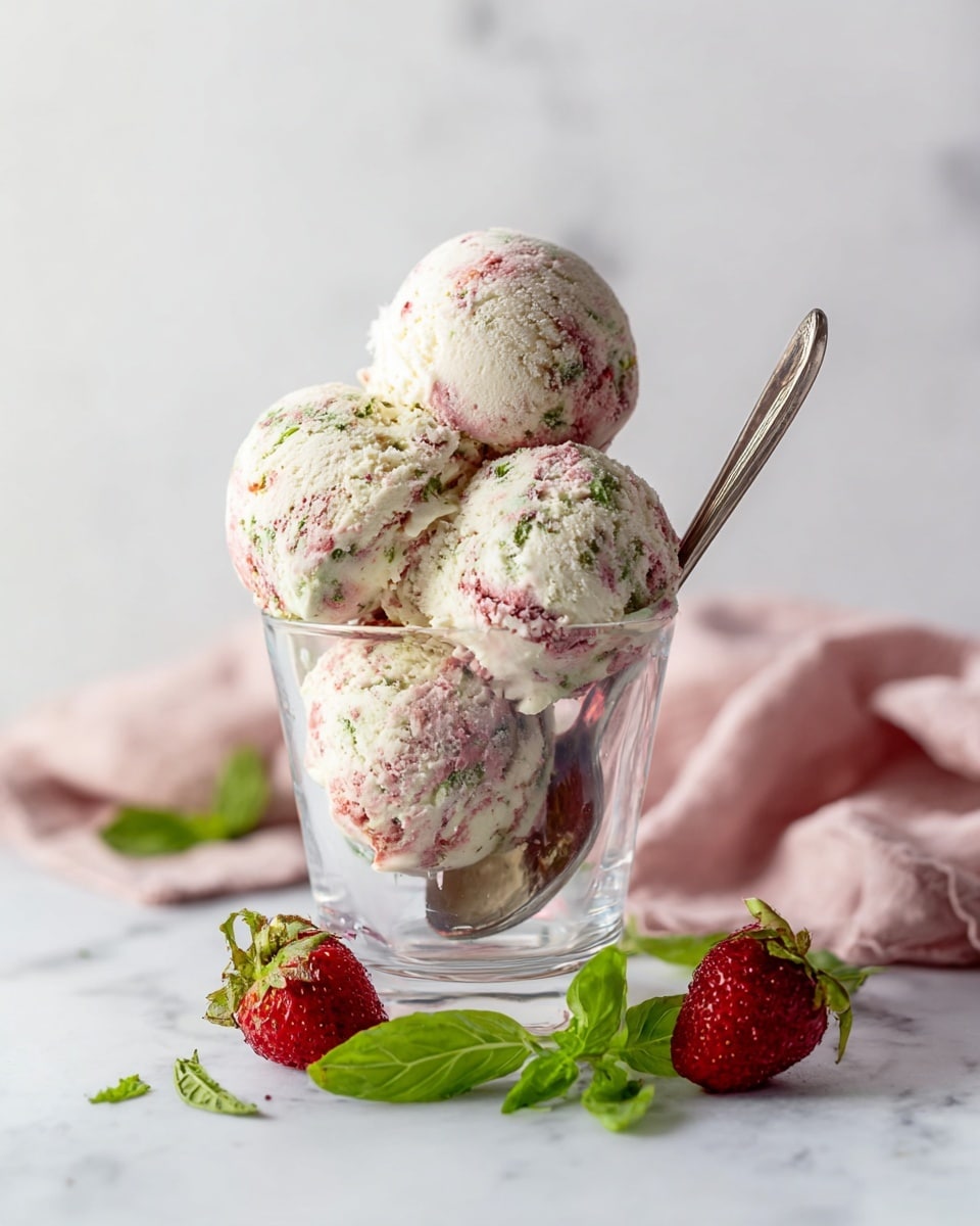 Roasted Strawberry and Sweet Lime Basil Ice Cream Recipe