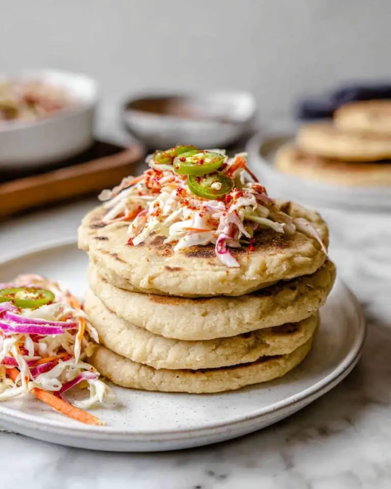 Cheesy Refried Bean Pupusas with Curtido and Salsa Roja Recipe
