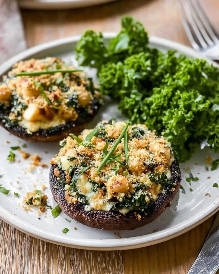 Stuffed Portobello Mushrooms with Spinach, Cannellini Beans, and Goat Cheese Recipe