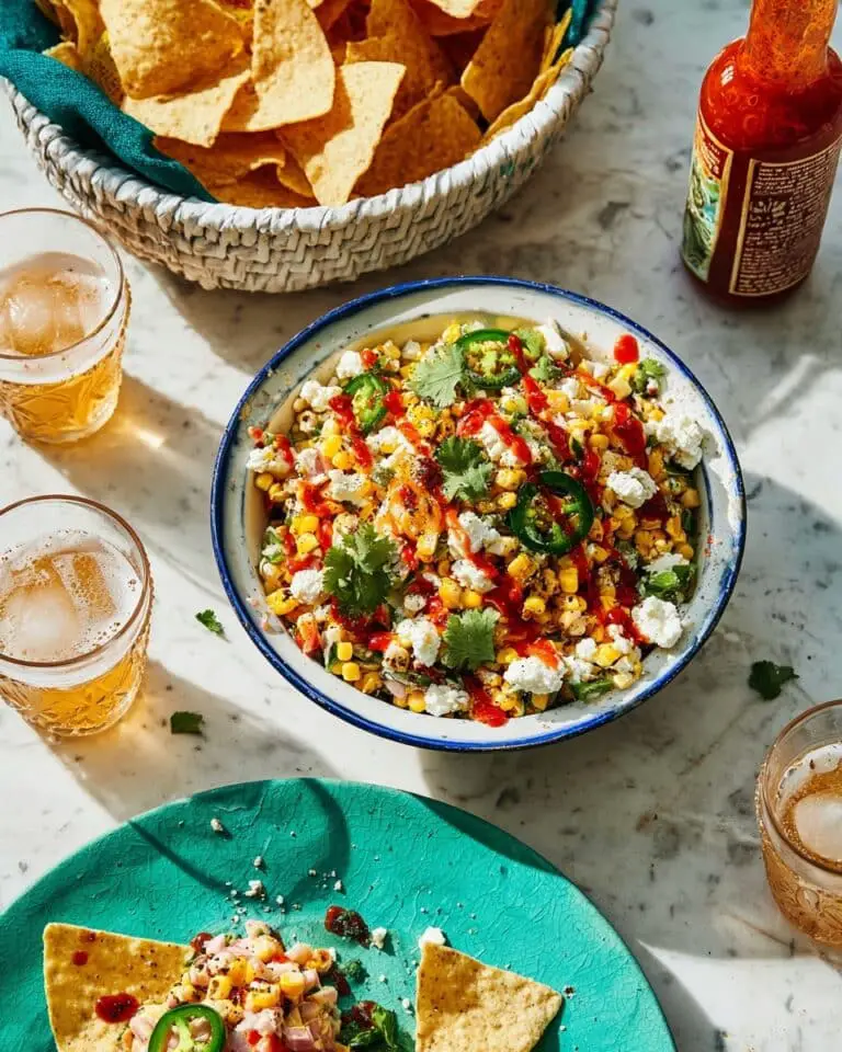 Creamy Spicy Corn Dip with Cotija and Fresh Herbs Recipe