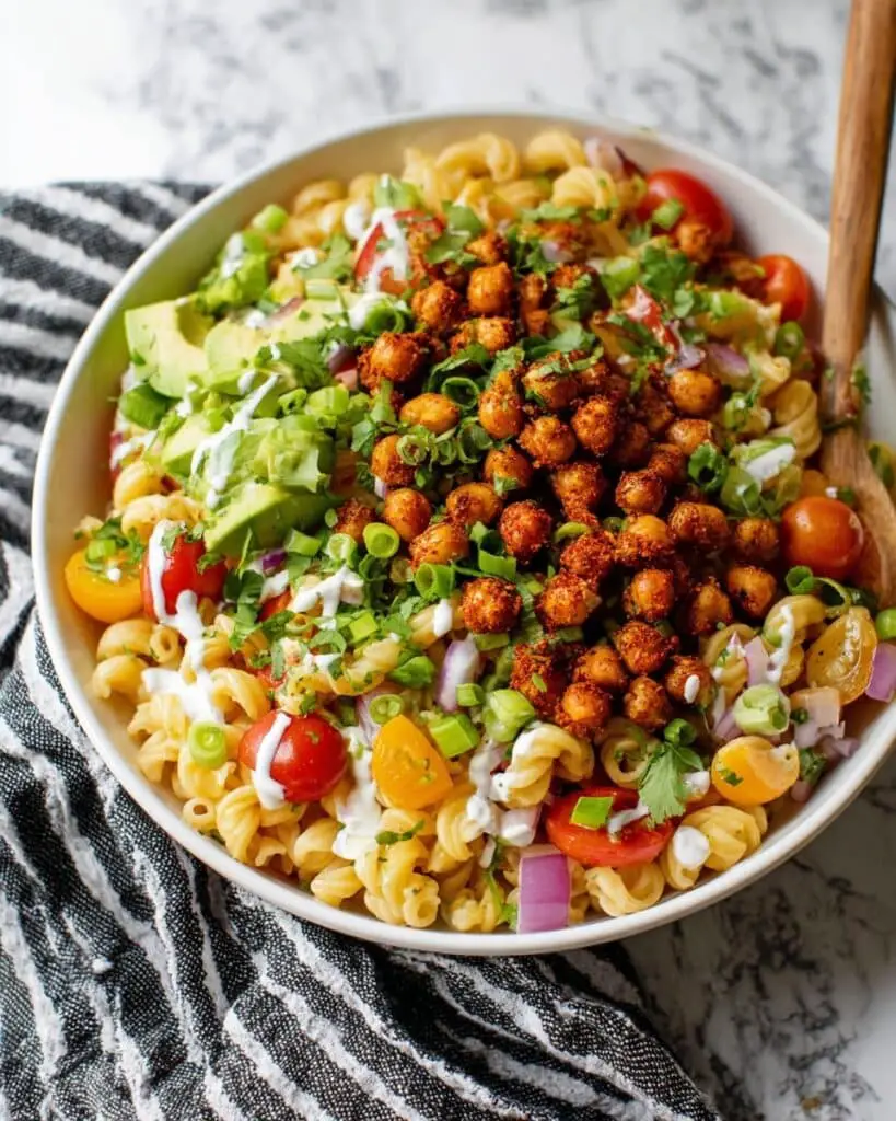 Buffalo Chickpea Pasta Salad Recipe