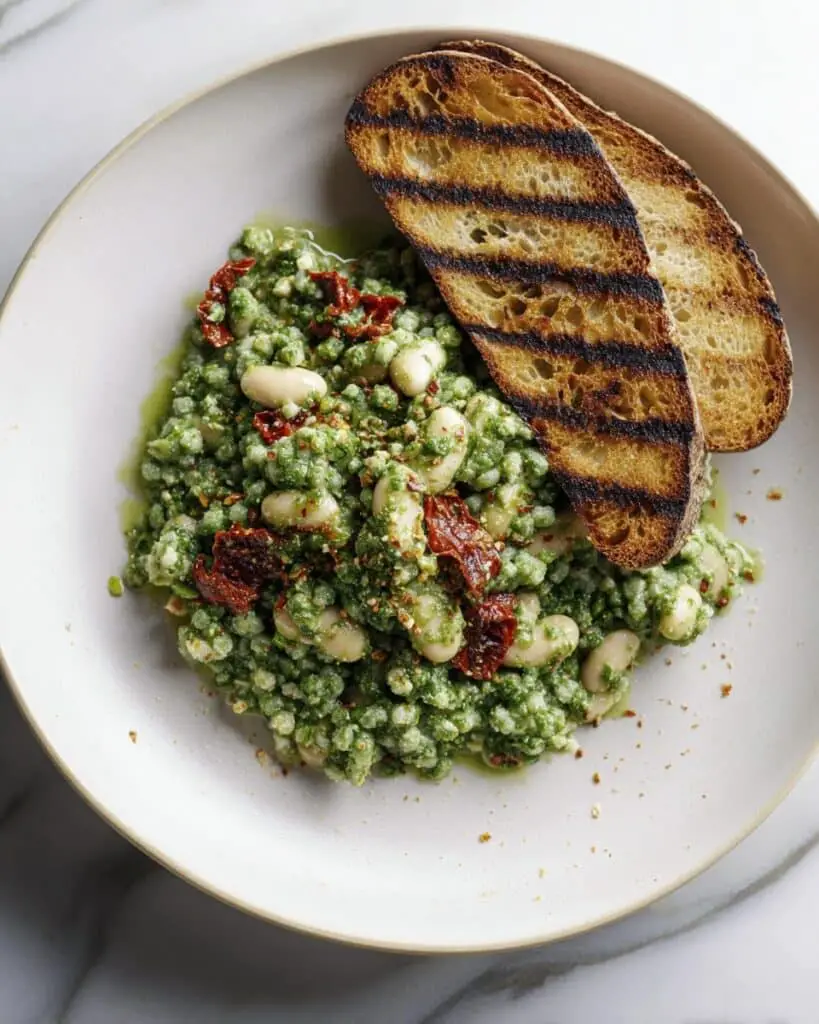 Spinach Pesto Butter Bean Lentil Quinoa Bowls with Sun-Dried Tomatoes Recipe