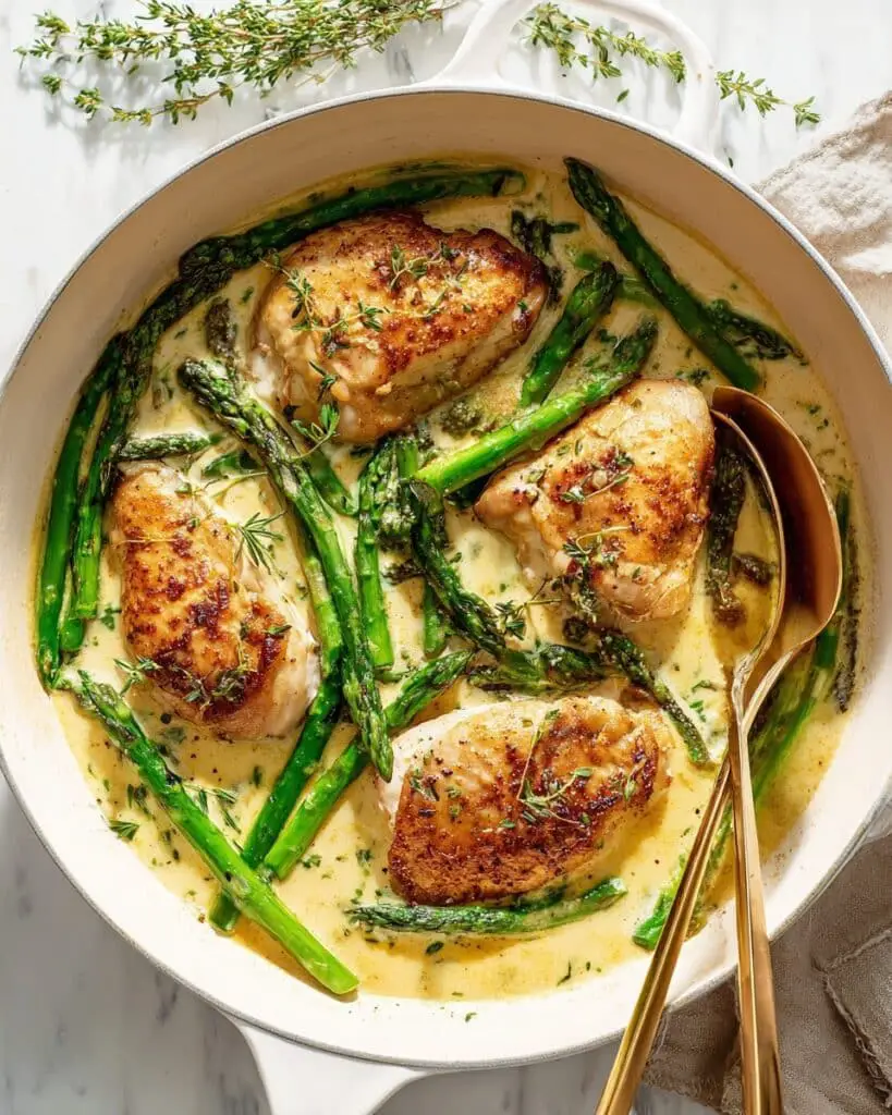 Creamy Chicken and Asparagus Skillet Bake Recipe