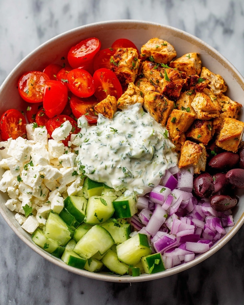 Chicken Gyro Bowls with Tzatziki and Fresh Vegetables Recipe