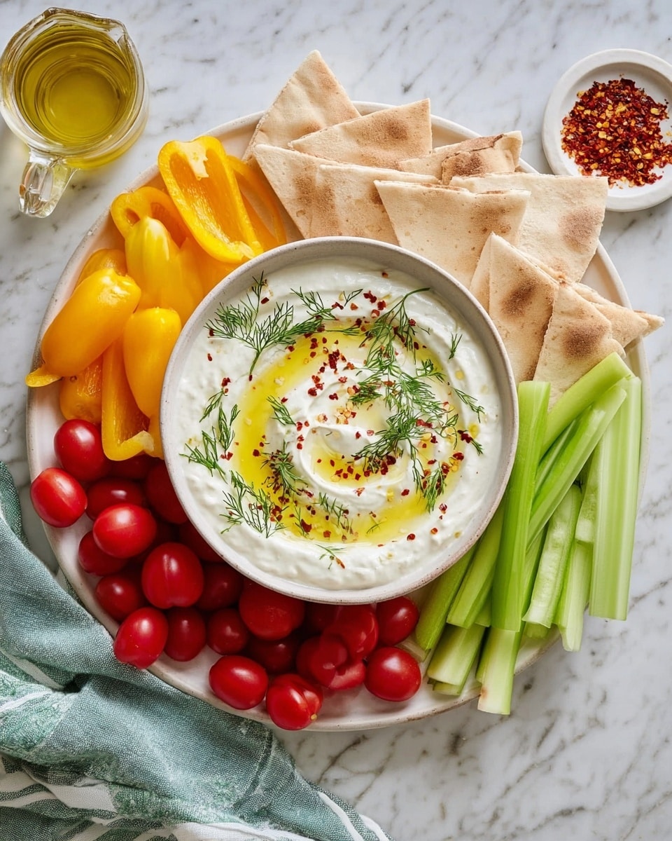 The image shows fresh ingredients placed on a white marbled surface. On the left, there is a whole bright yellow lemon, a clove of garlic, and a small clear bowl with ground black pepper and salt. In the middle, a clear bowl holds smooth white yogurt with a creamy texture. On the right, a white plate holds a large rectangular block of pale white cheese with visible small holes and a bite taken on one corner. Near the plate, there is a small glass bottle filled with golden olive oil and a clear stopper on top. The lighting is soft and natural, highlighting the freshness of the ingredients. Photo taken with an iphone --ar 4:5 --v 7