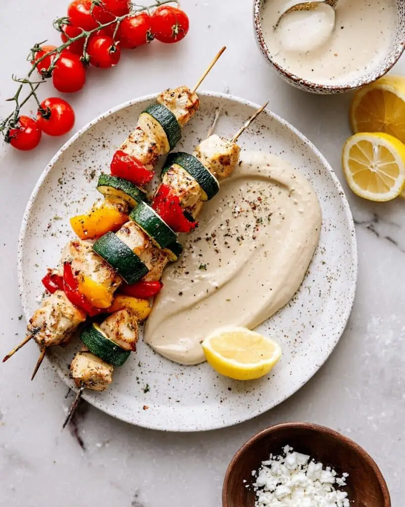 Mediterranean Chicken Kabobs with Yogurt Sauce Recipe