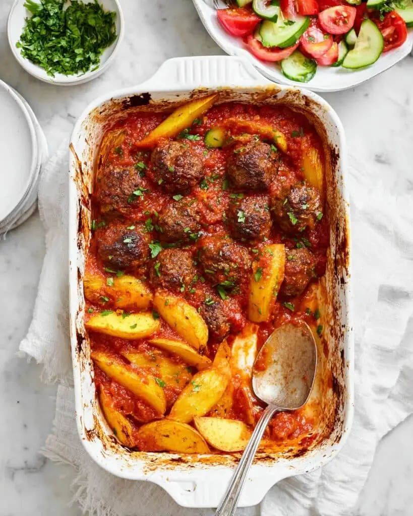 Soutzoukakia with Potatoes in Tomato Sauce Recipe