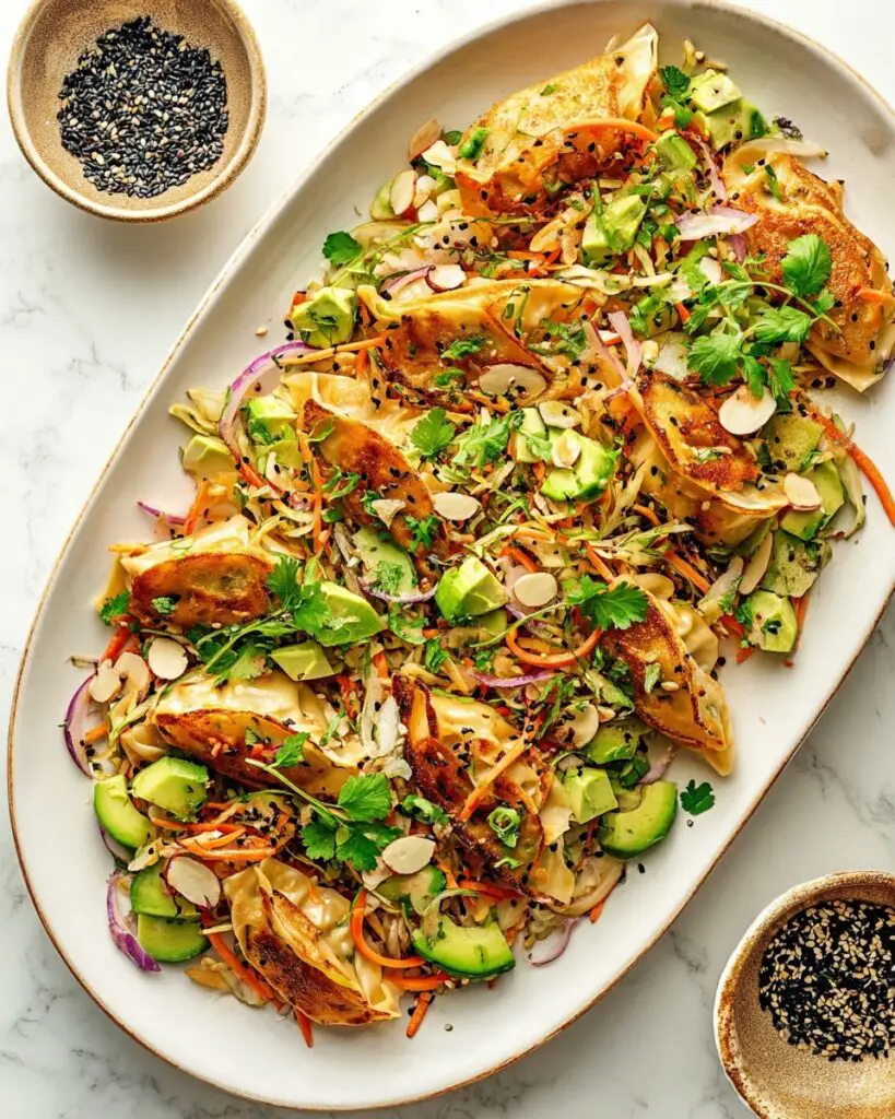 Potsticker Salad with Crispy Gyoza, Avocado, and Cilantro Recipe