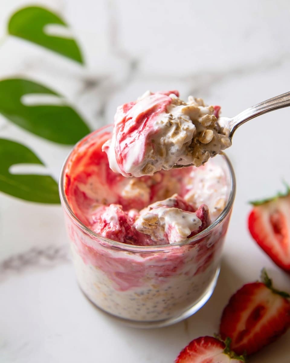 Strawberries and Cream Overnight Oats Recipe