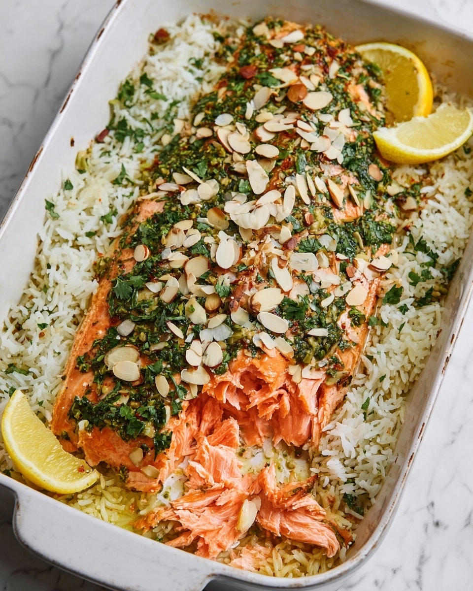 30-Minute Oven Baked Salmon with Herbed Rice Recipe