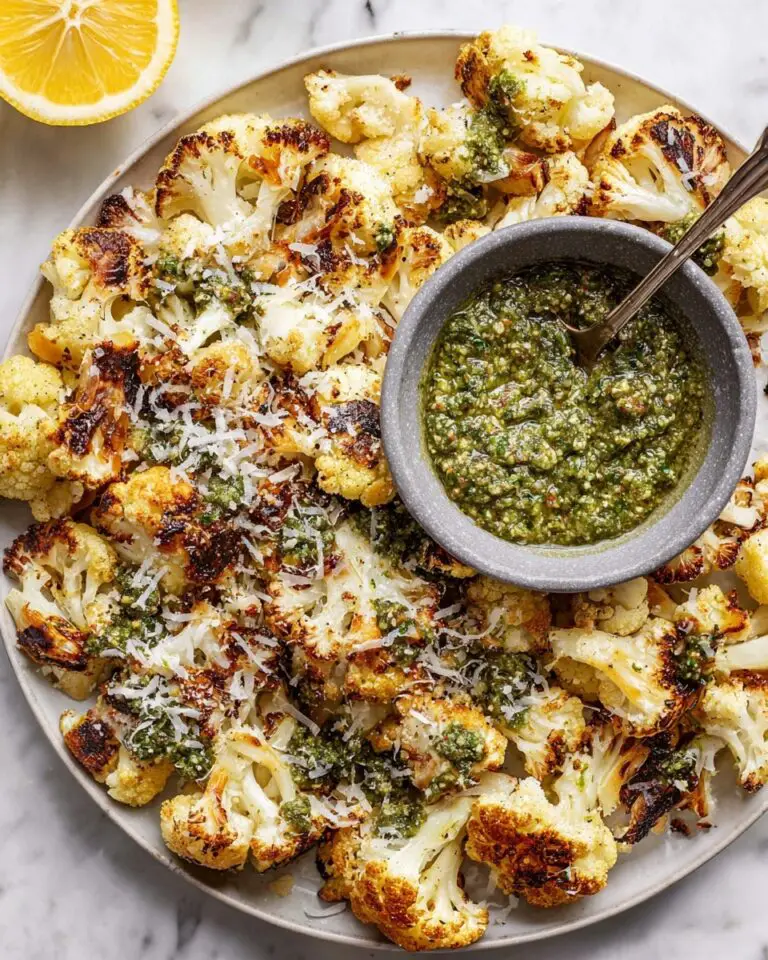 Parmesan Pesto Roasted Cauliflower Recipe