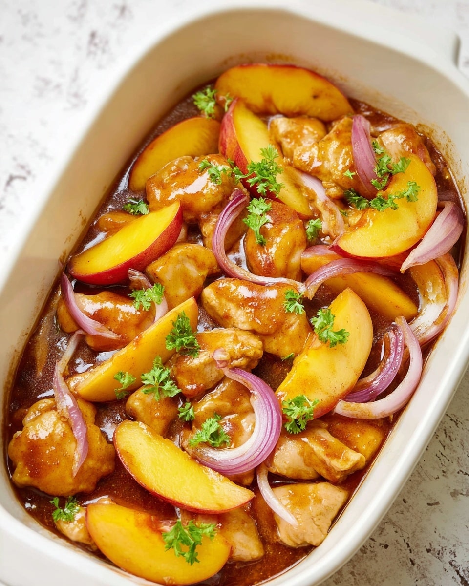 Roasted Peach BBQ Chicken Bake Recipe