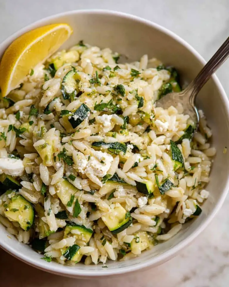 Lemon Orzo Salad with Feta and Zucchini Recipe