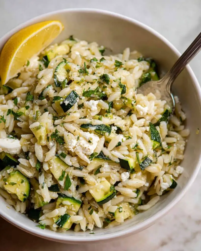 Lemon Orzo Salad with Feta and Zucchini Recipe