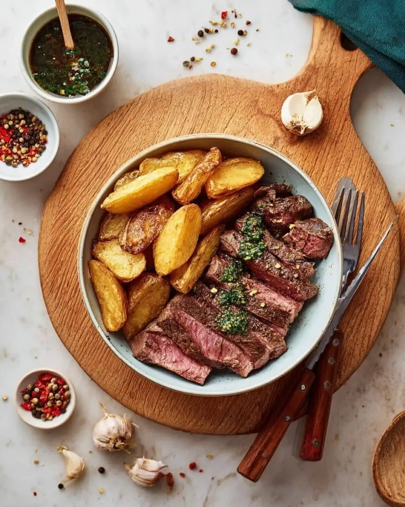 Chimichurri Steak with Garlic Frites Recipe