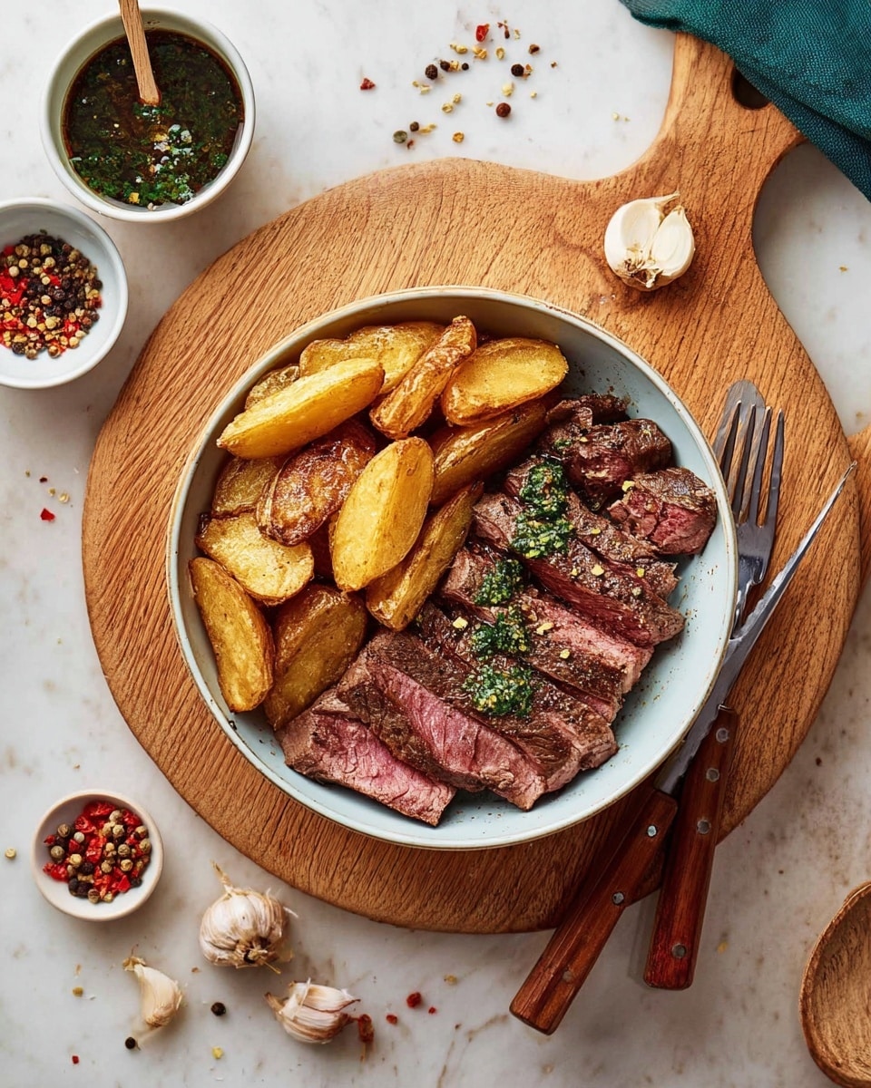 Chimichurri Steak with Garlic Frites Recipe