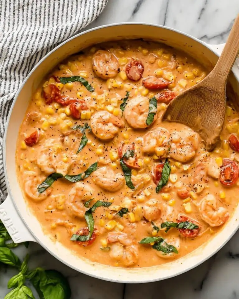 Creamy Tomato Basil Shrimp Skillet with Sweet Corn (Dairy-Free) Recipe