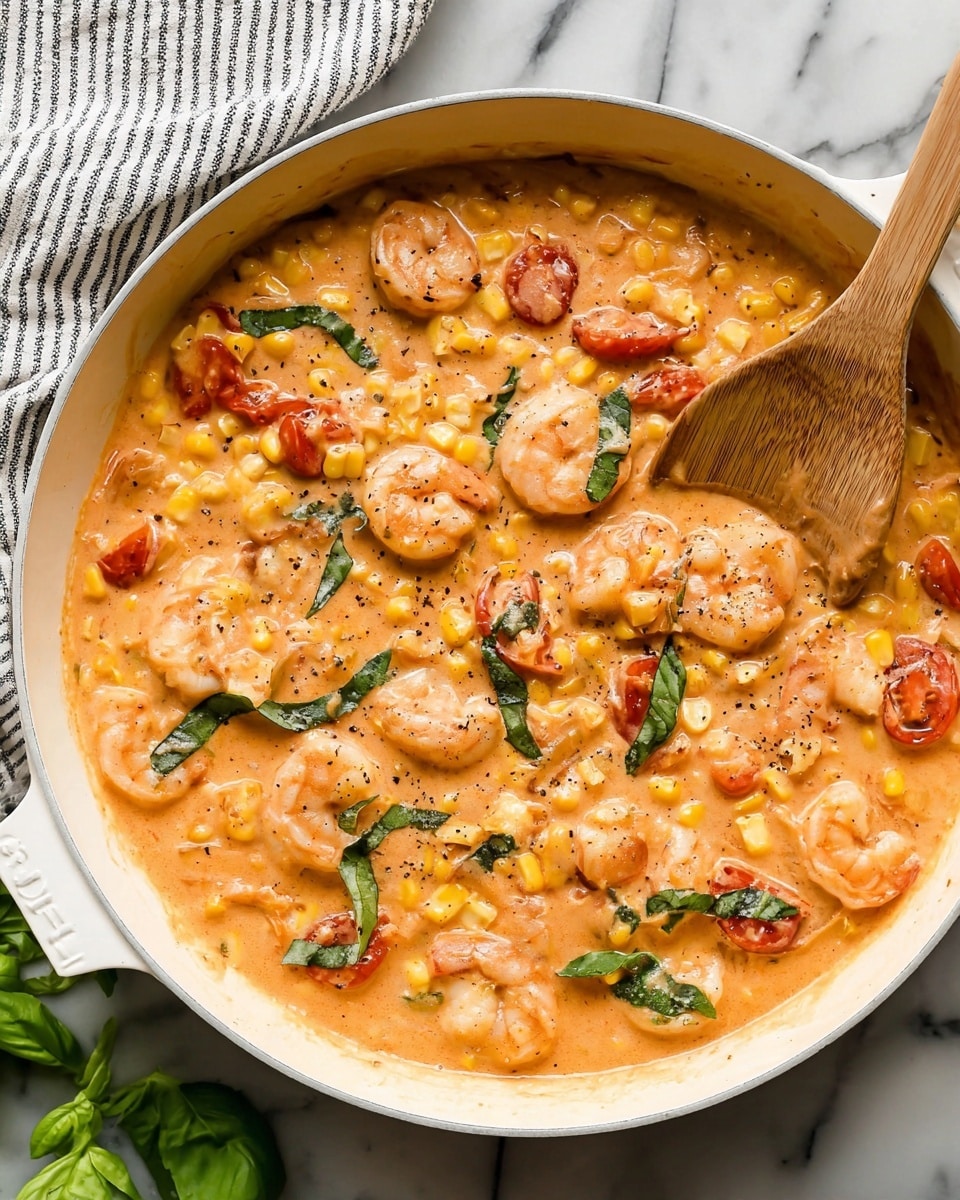Creamy Tomato Basil Shrimp Skillet with Sweet Corn (Dairy-Free) Recipe