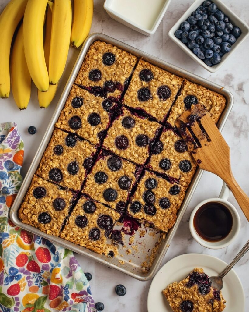 Easy Sheet Pan Blueberry Oatmeal Pancakes Recipe