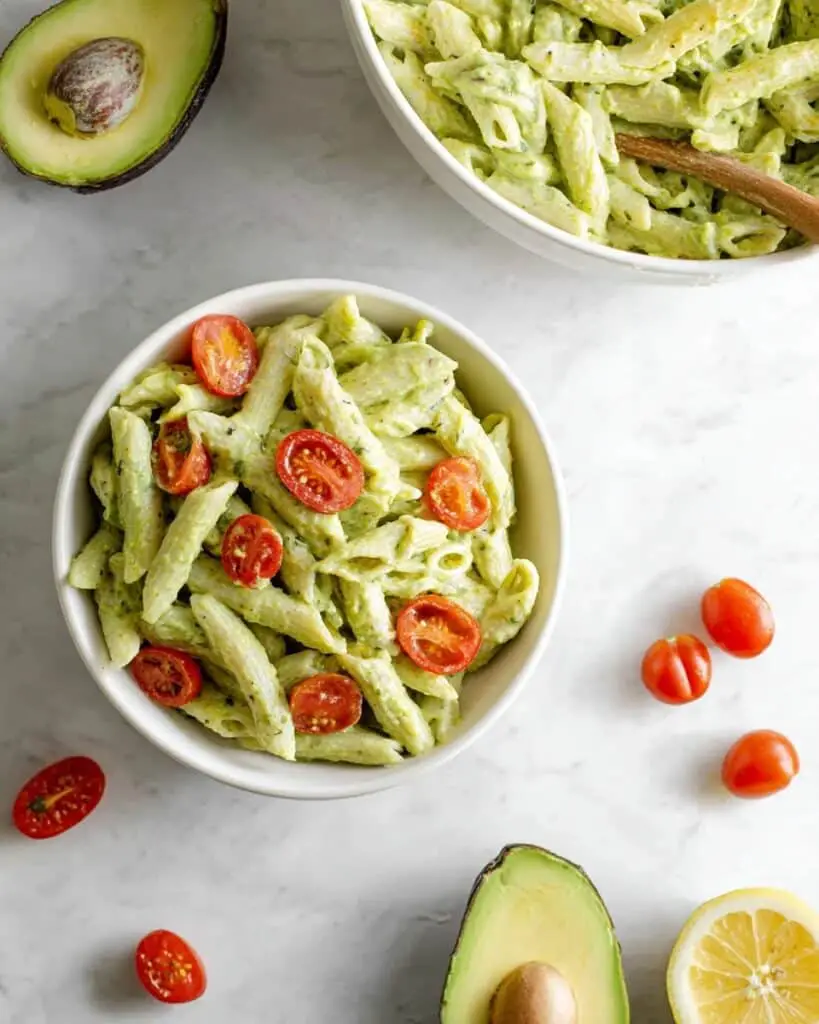 Creamy Avocado Pasta with Cherry Tomatoes and Parmesan Recipe