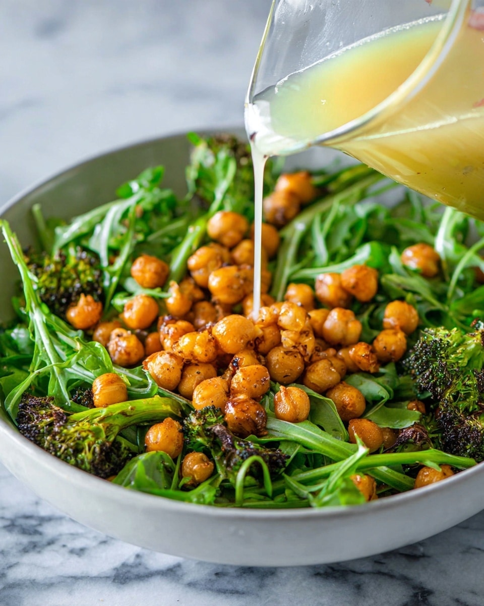 Roasted Broccoli Salad with Arugula and Chickpeas Recipe