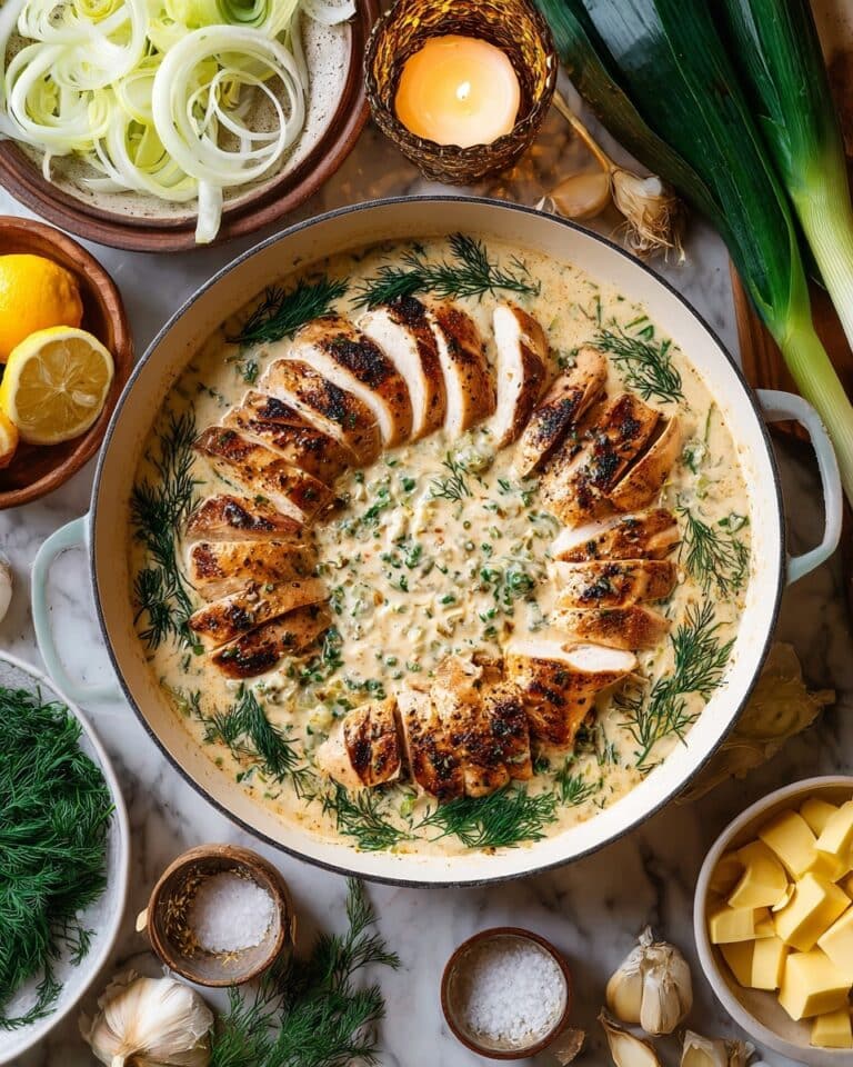 Creamy Leek Chicken with Lemon Dill Cream Sauce Recipe