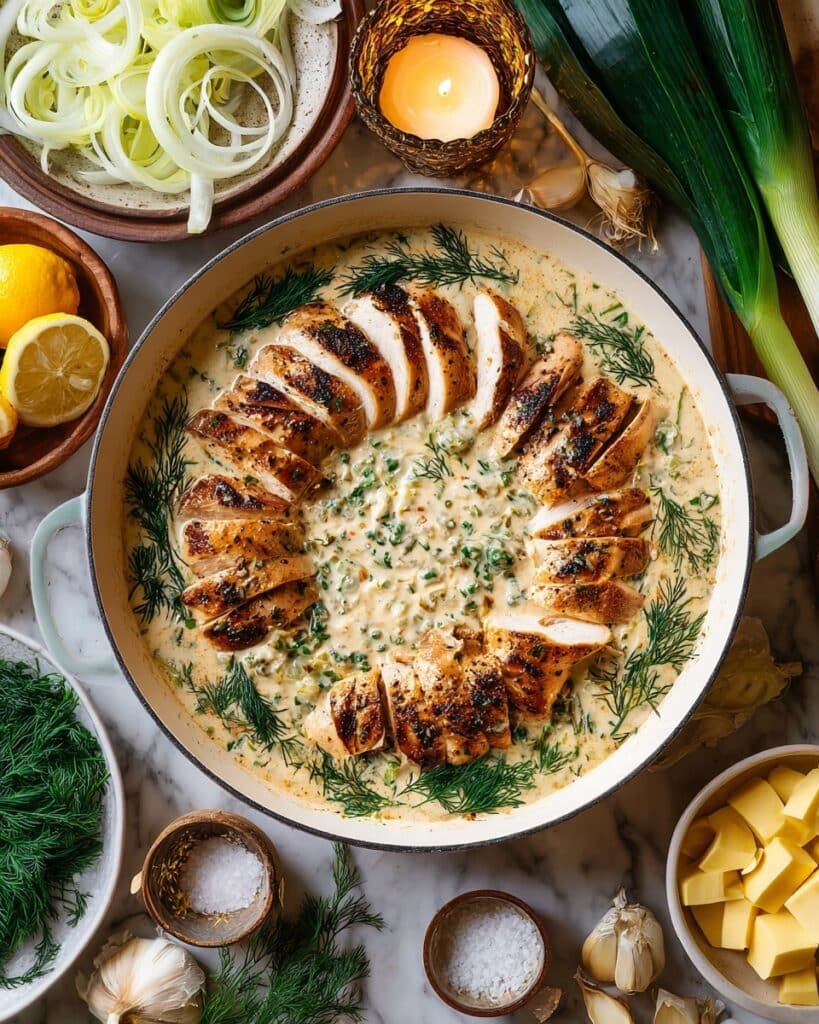 Creamy Leek Chicken with Lemon Dill Cream Sauce Recipe