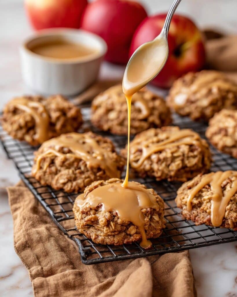 Apple Oatmeal Cookies with Salted Caramel Glaze Recipe