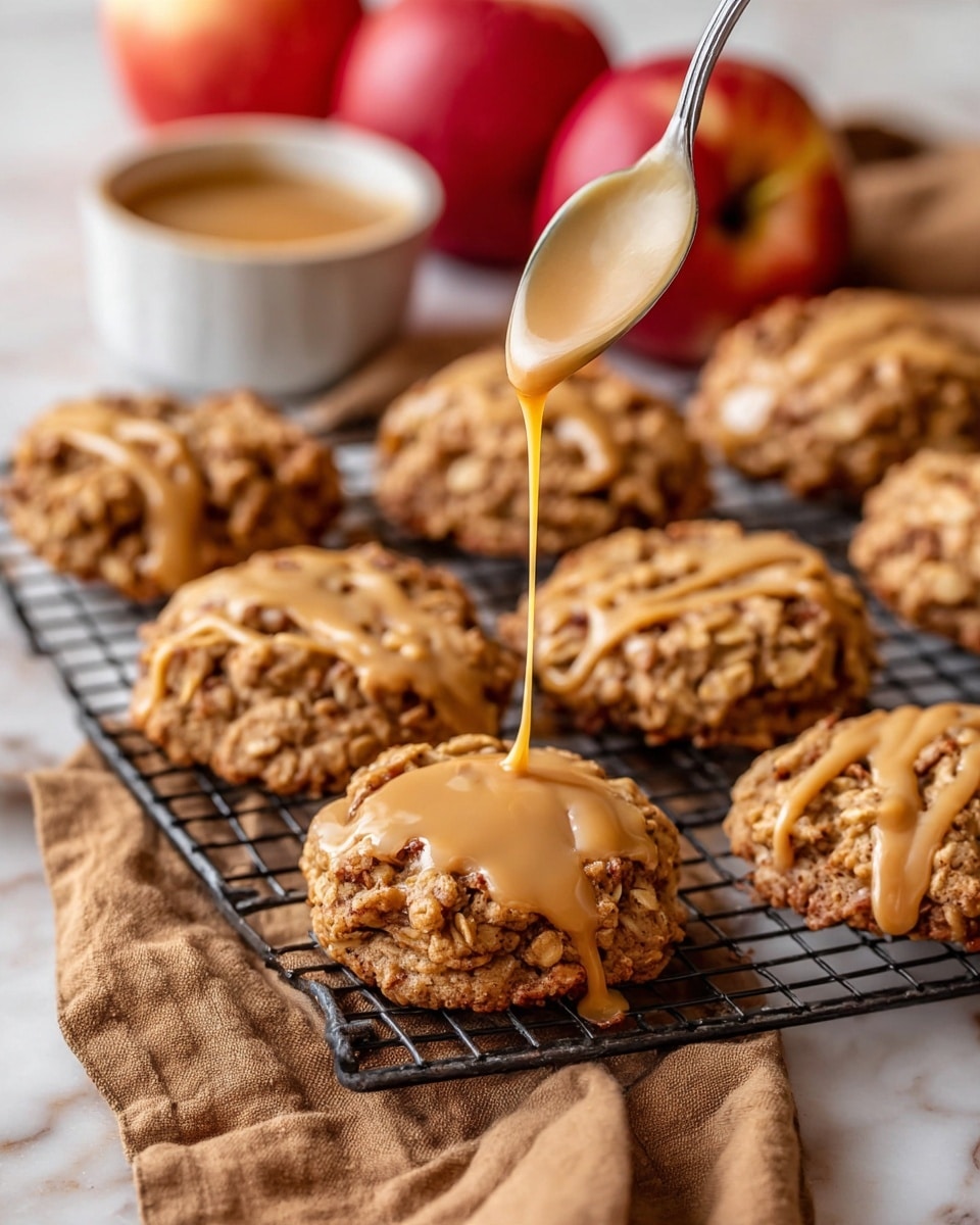 Apple Oatmeal Cookies with Salted Caramel Glaze Recipe