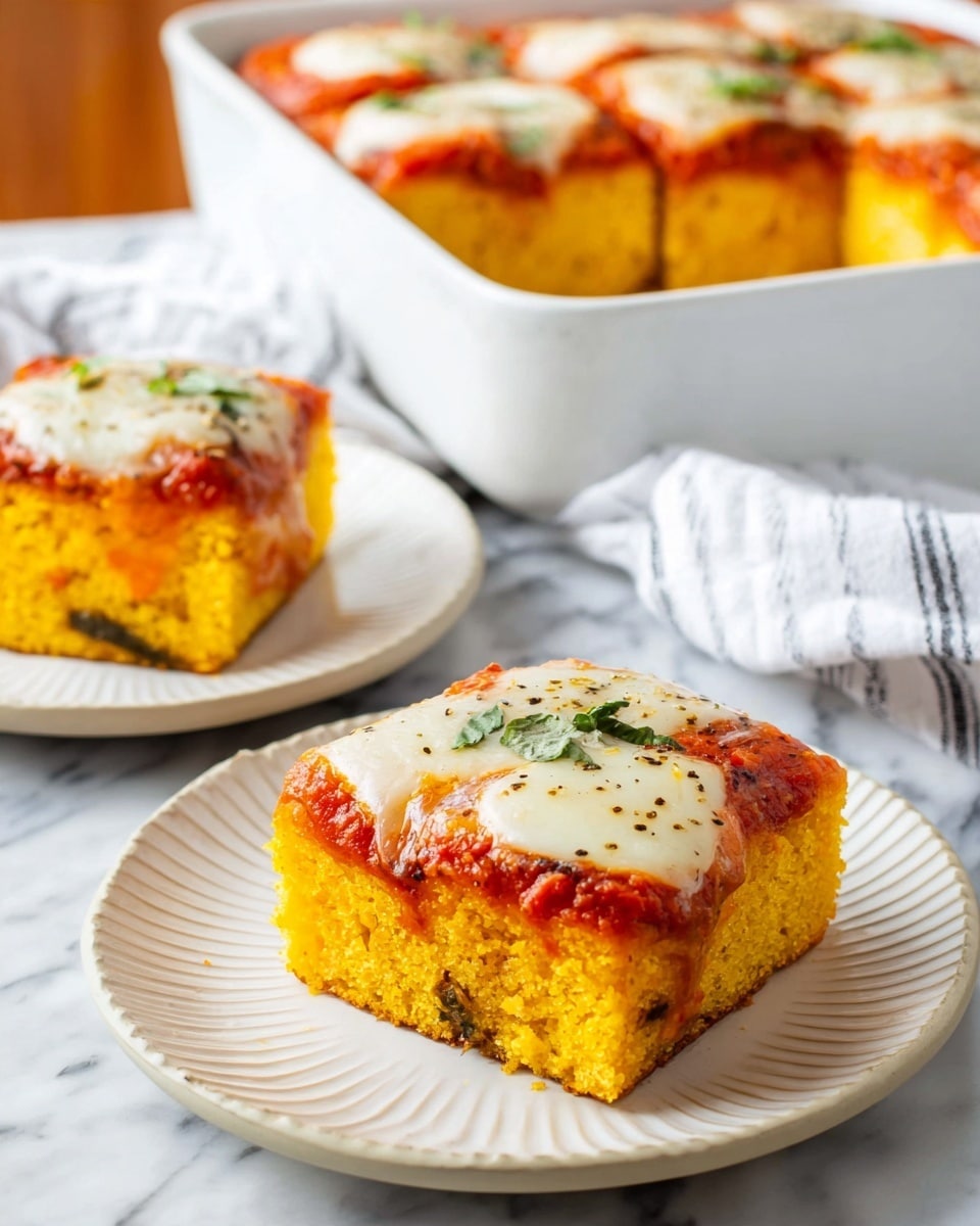 Baked Polenta with Basil Pesto, Smoked Gouda, and Marinara Recipe