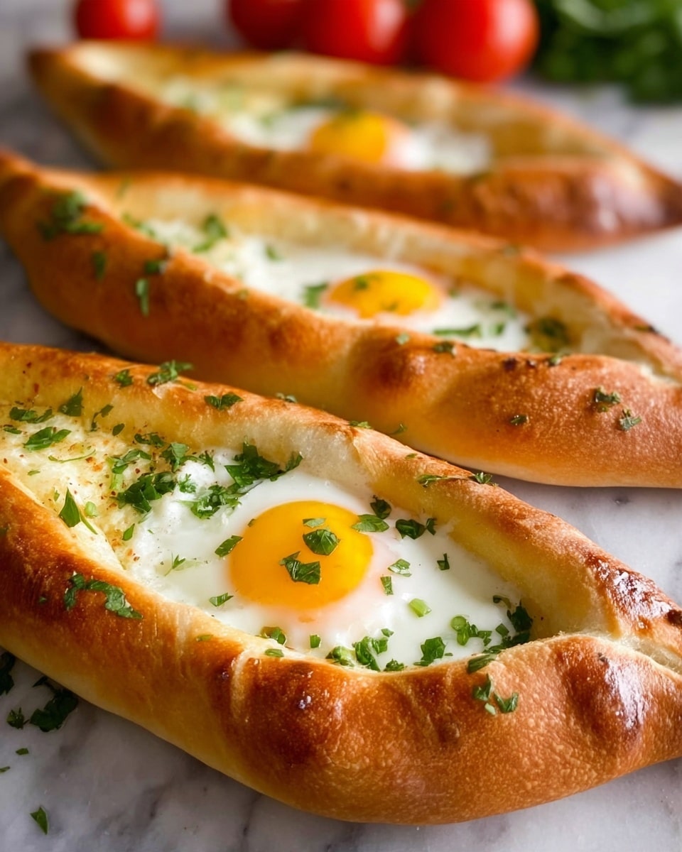 Classic Georgian Khachapuri with Cheesy Topping and Runny Egg Recipe
